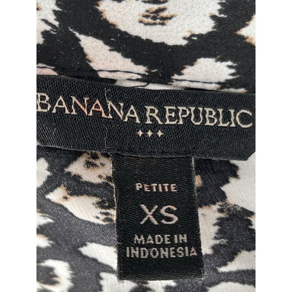 Banana Republic blouse petite XS Leopard black white long sleeve V-neck button f - Picture 10 of 14